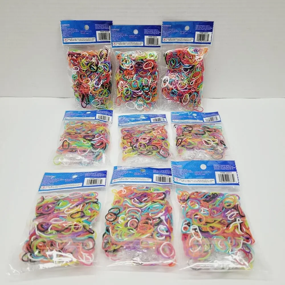 5400 New Multi Rainbow Color Loom Refill Rubber Bands With 216 C-Clips 9 Packs